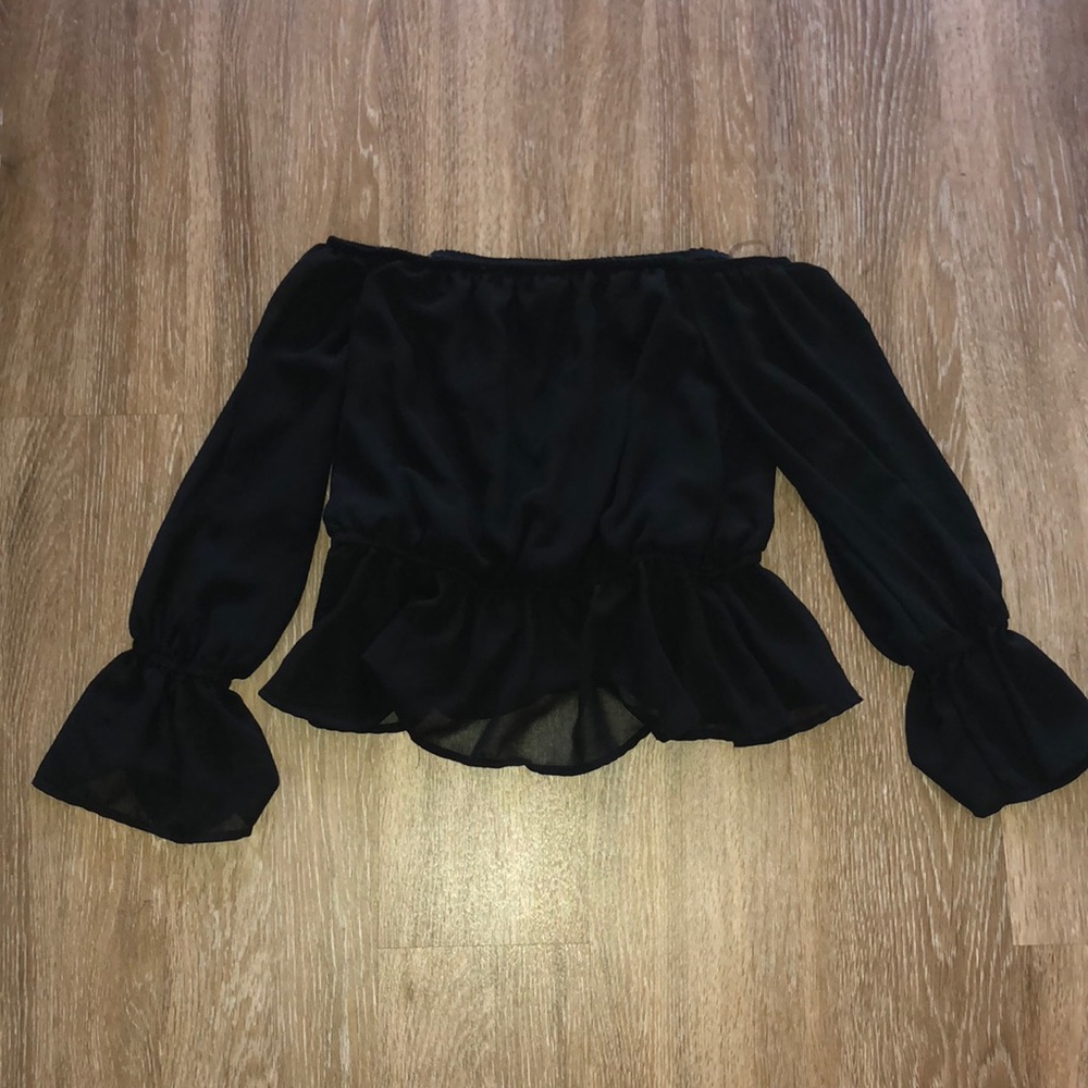 Black Sheer Off the Shoulder Blouse